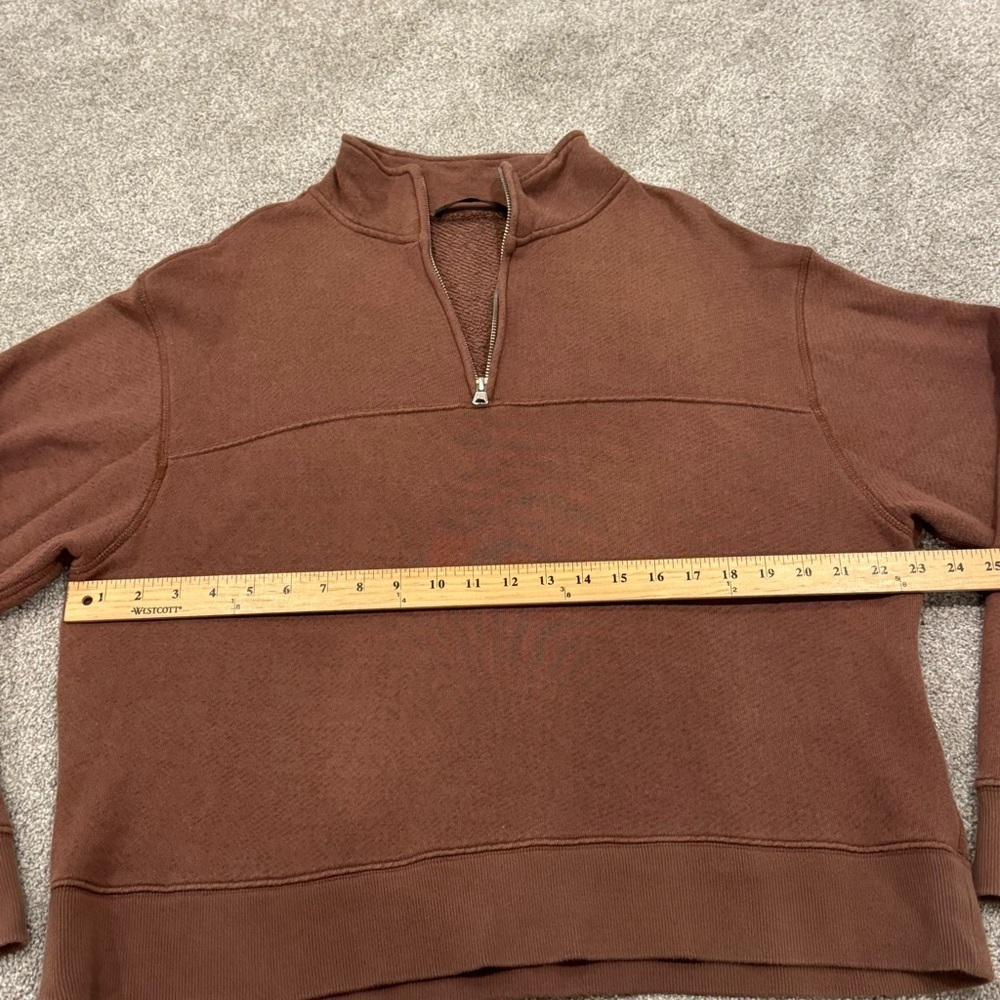 Jenni Kayne Half Zip Sweatshirt In Cinnamon Brown Size Large Cotton Viscose - Picture 9 of 11